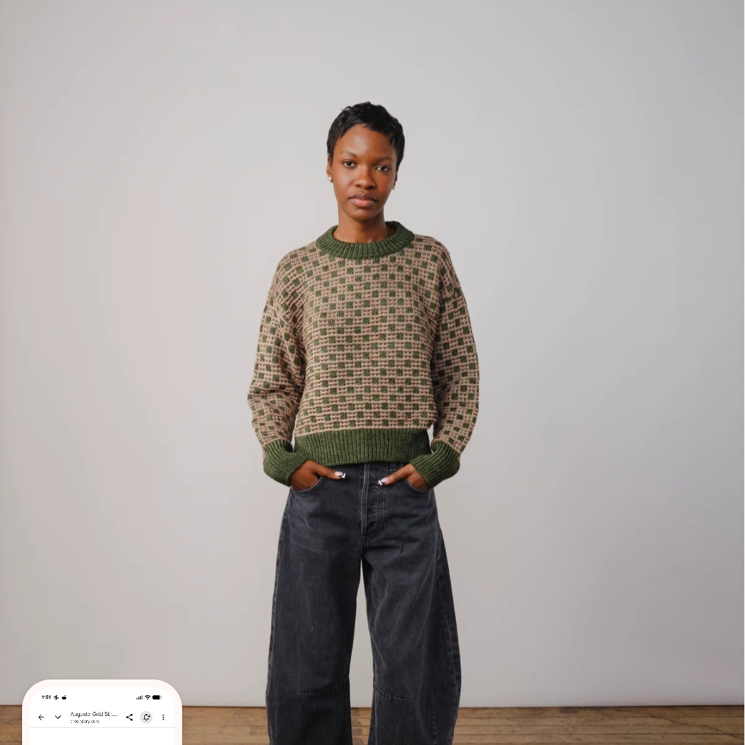 The Endery Augusta Stitch Grid Sweater In Pino